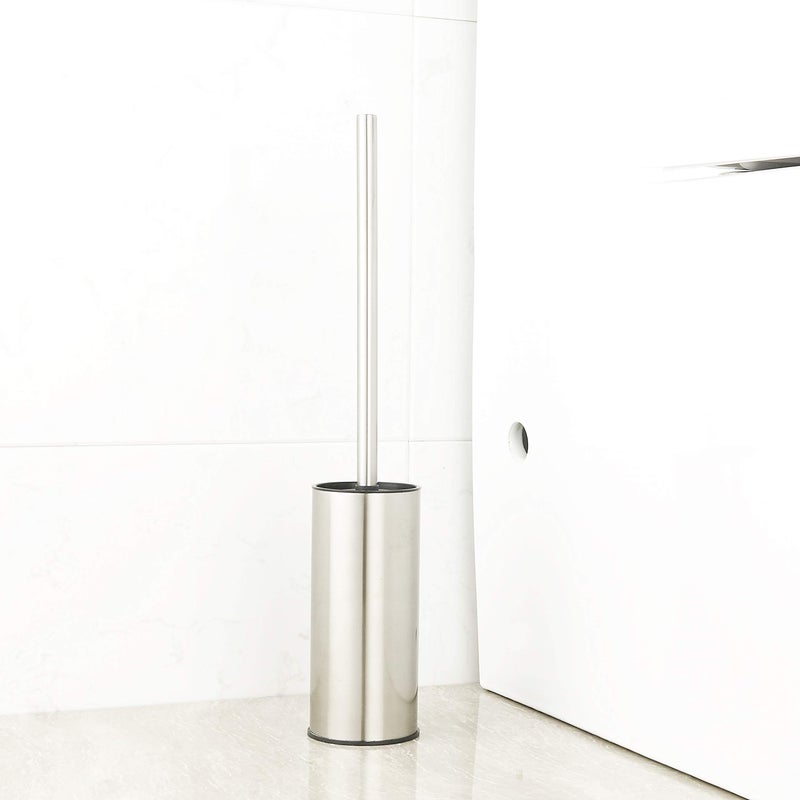BGL Toilet Brush Holder Brushed Nickel, Stainless Steel 304 Brushed Nickel Round Freestanding Toilet Bowl Brush and Holder for Bathroom - Image 2